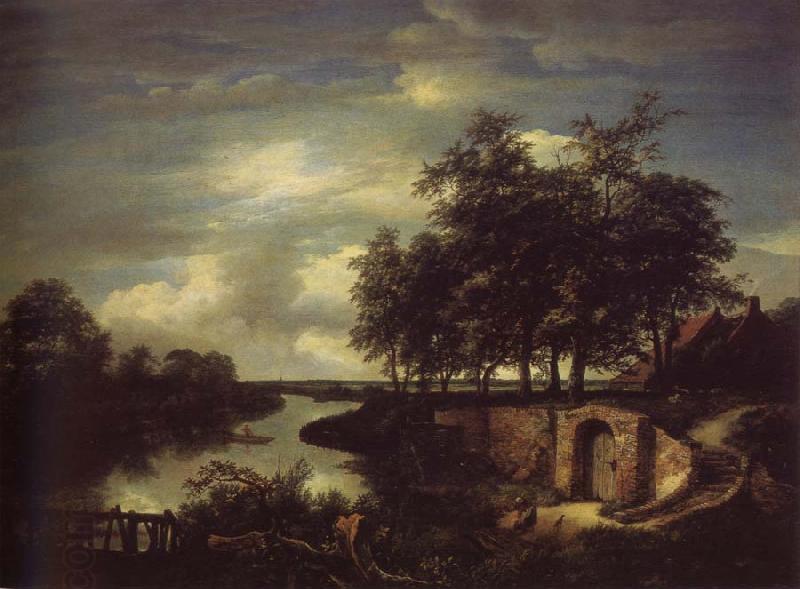Jacob van Ruisdael River Landscape with the entrance of a Vault oil painting picture